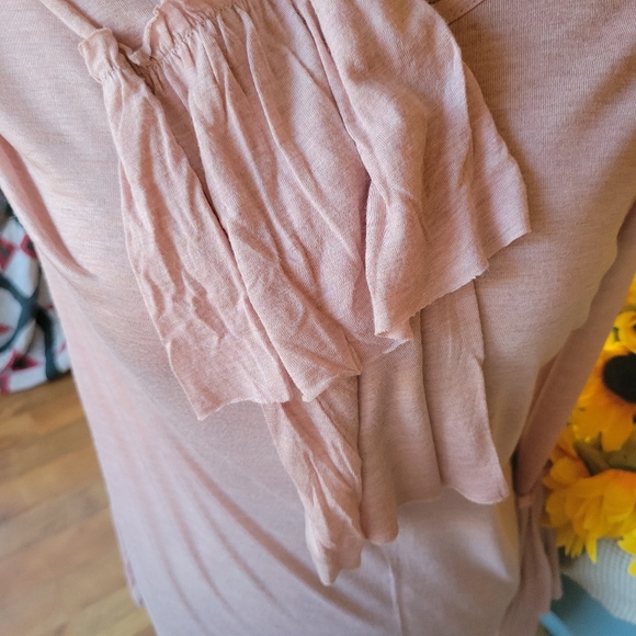 FEMME pink ruffled.sleeve shirt sz small - Picture 2 of 3